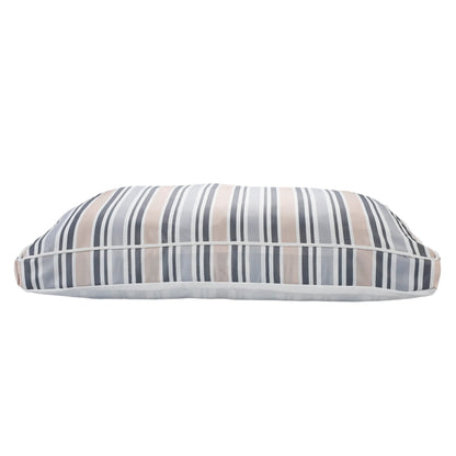 24" X 36" Gray Tan And White Striped Pillow Style Pet Bed With Removable Cover