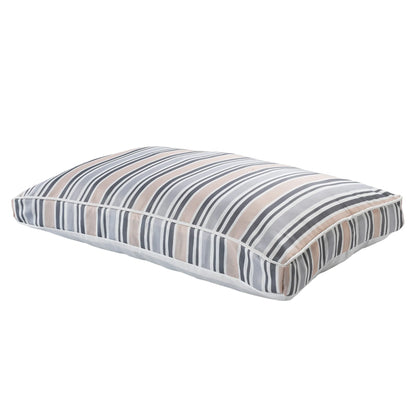 24" X 36" Gray Tan And White Striped Pillow Style Pet Bed With Removable Cover