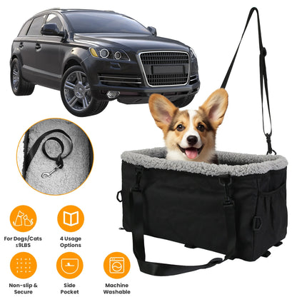 Small Dog Car Seat with Harness Center Console Pet