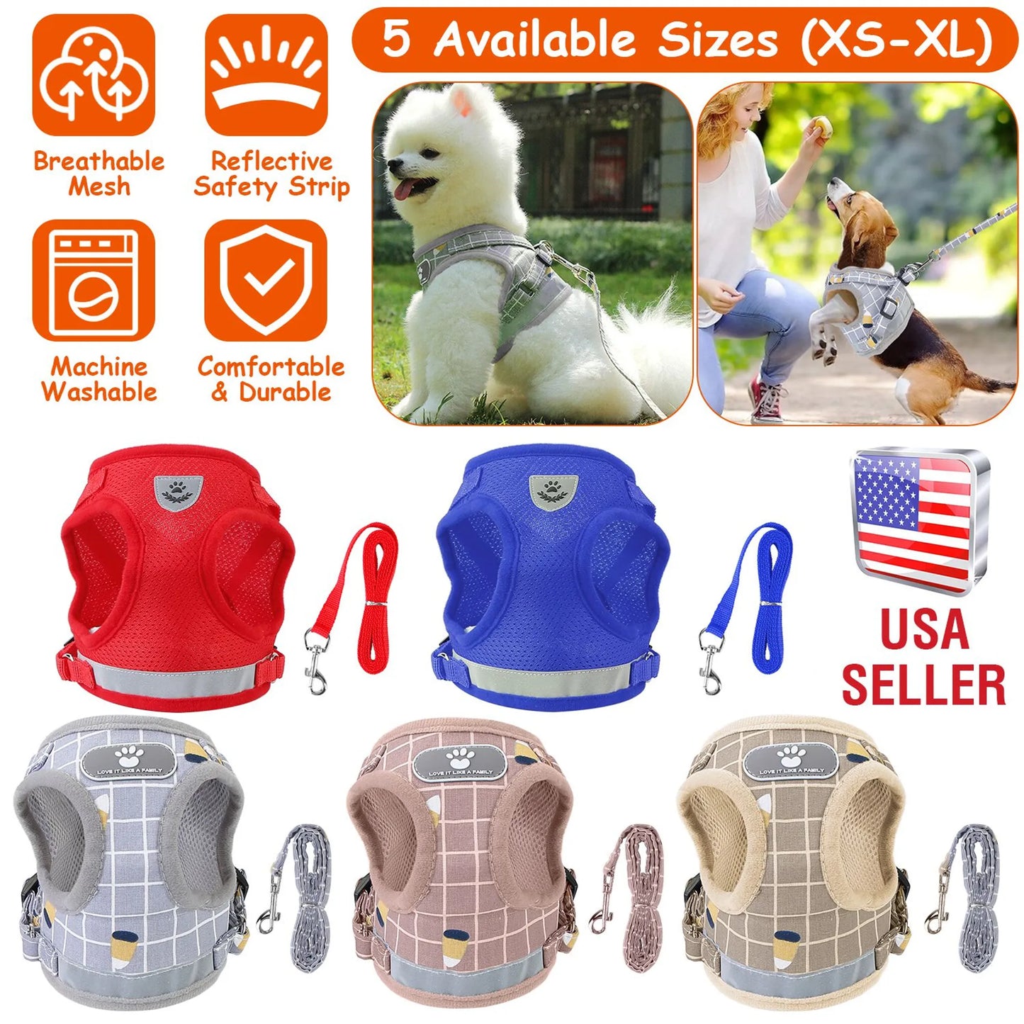 Pet Mesh Harness Dog Leash Set