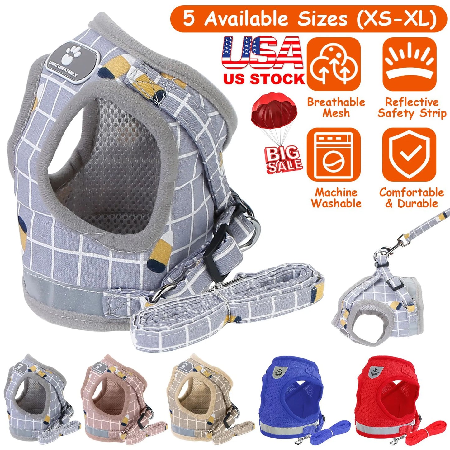 Pet Mesh Harness Dog Leash Set